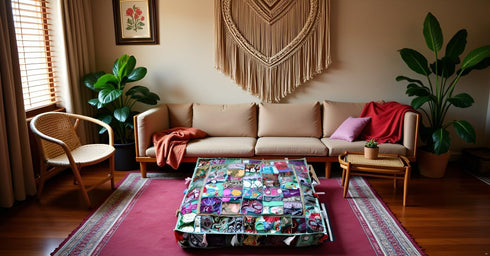 35 inches, CRAFT KALA Indian Square Patchwork Traditional Pouf Cover Indian Living Room Poufs Decorative Embroidered