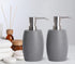 12 Oz, 2 Sets Clasin Home Sandstone Textured Resin Soap Dispenser with Metallic Pump and Waterproof Bottle Labels