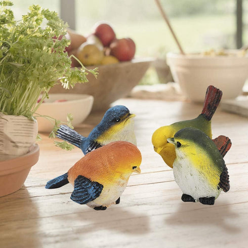 Zerodis Miniature Bird Decorative Figurines, Pack of 4 Resin Birds Animal Figurine Decoration Mini Simulation Cute Garden Statue Birds Figures Decor for Lawn Garden Courtyard Ornaments