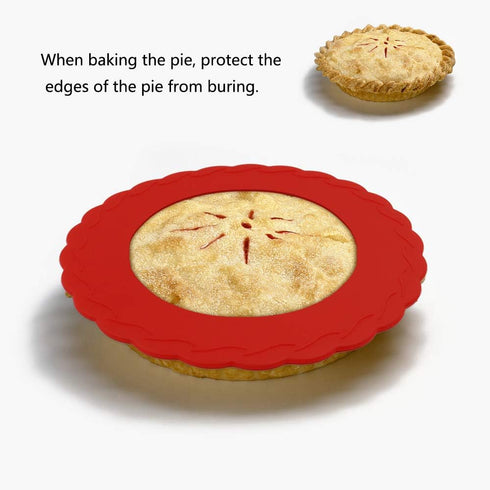 4 Pcs Mini Pie Crust Shields, Silicone Pie Pan Shield for Baking, Mini Pie Crust Protector 4 to 6 inches (Red)