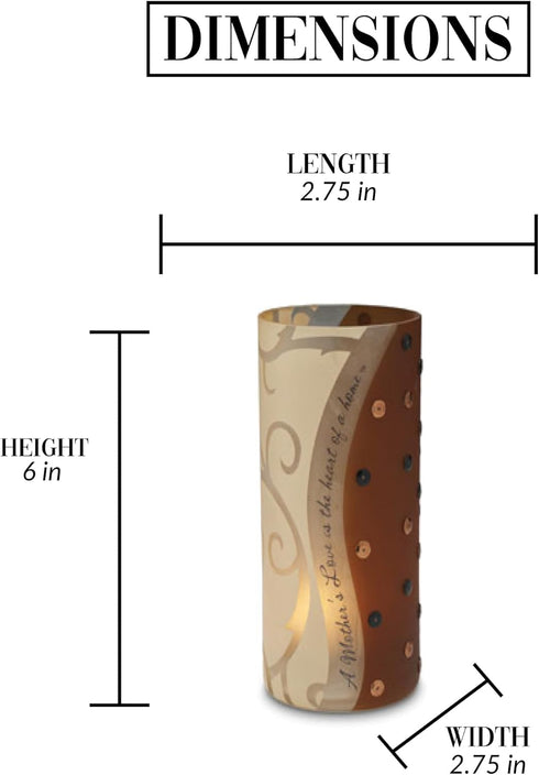 Pavilion Gift Company A Mother's Love Glass Cylinder Candle Holder, 6", Brown, Beige