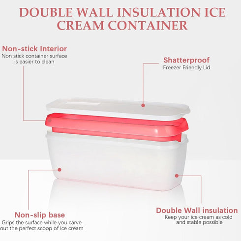 KisSealed 4 Pack Tubs,1.5 Ice Cream Containers,Reusable Homemade Ice Cream Qt Storage Freezer Ice Cream Container