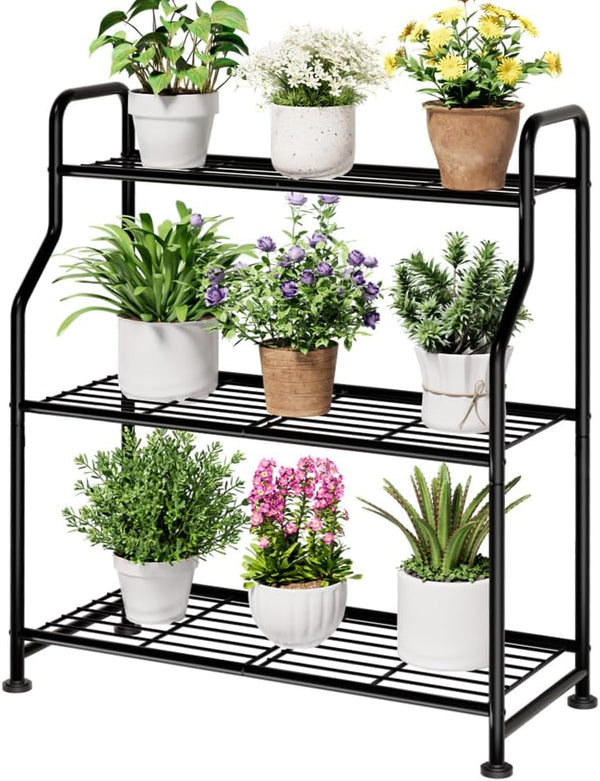 Kitsure Plant Stand Indoor & Outdoor - 3-Tier Metal Plant Shelf with