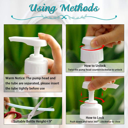 Gallon Pump Dispenser - Fits Most 1 Gallon Jugs and Containers, 38/400 Snow Cone Syrup Pump Lid Replacement (12 Pack)
