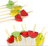 Minisland Mix-colored Watermelon Pineapple Leaf Cocktail Picks, 4.7 Inch Long Bamboo Toothpicks for Appetizers, 100