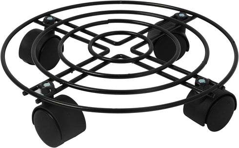 (3, 12inch(30cm)) Homend Black Metal Plant Caddy with Wheels,Heavy Duty Iron Potted Plant Flower Stand Trolley Caddy