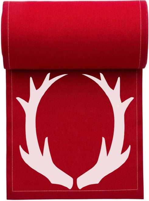 Five Star Antler Christmas Cocktail Napkins - Red Cotton - 4.5" x 4.5" - Single Use - Holiday, Party (50 x)