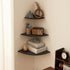 1Pack 6 Small Corner Shelf, Floating Metal Corner Shelves,Corner withs Wire Hole for TV, Cable Box,Corner Wall Shelf