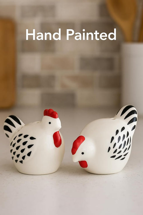 Set Ceramic Farmhouse Salt & Pepper Shaker (Chickens)