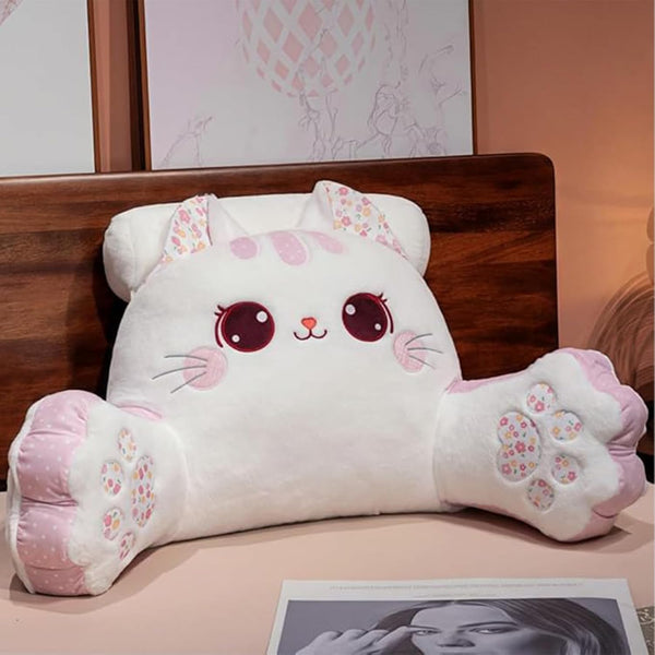 WQHSXXIA Cute Kitty Rest Reading Pillow for Adults, Kawaii Soft Lumbar Pillows Rest