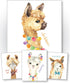 Confetti Fox Llama Nursery Wall Art Decor - 8x10 Unframed Set of 4 Prints, Kids Cute Alpaca Pictures