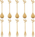 AnSaw 10-Pc Mini Spoons & Forks Set, 4.7" Stainless Steel, Leaf Handle for Coffee, Tea, Appetizers, Parties