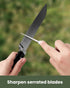 Wamery Serrated Knife Sharpener, Black Pocket Knife Sharpener with Retractable Diamond Sharpening Rod