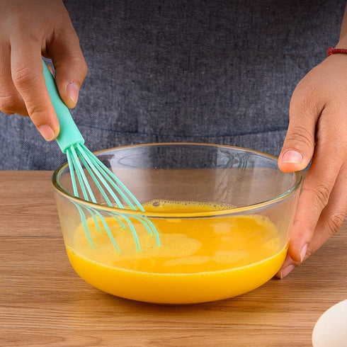 Navy Blue Silicone Whisk, Colorful Mini Whisks, Multifunctional Manual Egg Beater Mixer for Blending, Whisking, Stirring