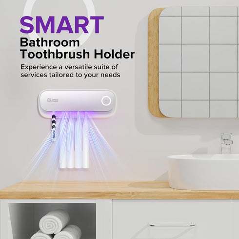 MechMaj 5 Toothbrush Sanitizer Holder for Bathrooms, Slots Toothbrush Sanitizer and Holder, Rechargeable Cordless Wall