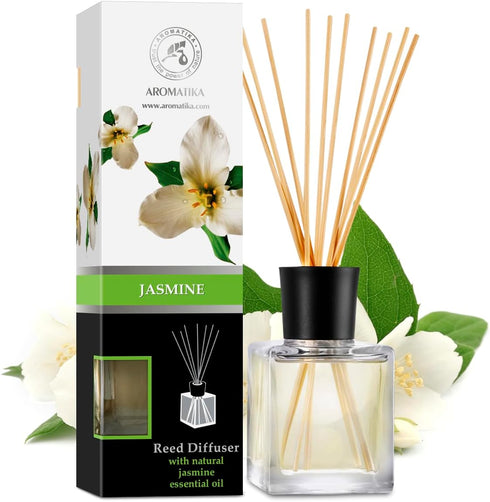 Jasmine Reed Diffuser with Natural Essential Jasmine Oil - 6.8 Fl Oz, Long Lasting Fragrance Gift Set