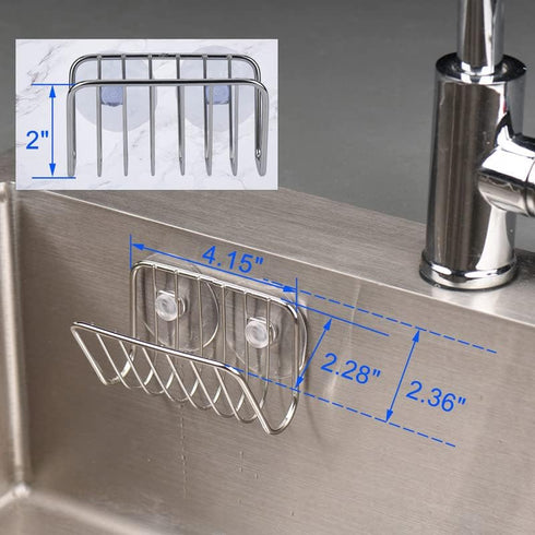 Toplife Sponge Holder for Kitchen Sink, Stainless Steel Suction Cup Caddy - Silver - 2 Pack