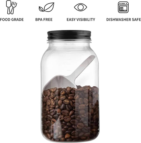 novelinks 32 OZ Clear Plastic Mason Jars with Airtight Lids - 12 PACK Plastic Jars for Kitchen & Household Storage