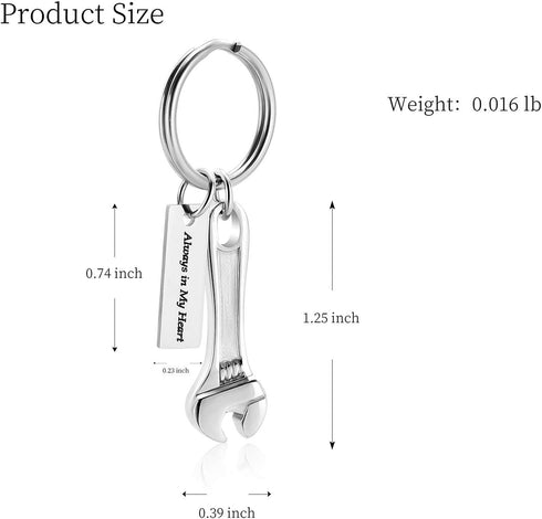 shajwo Wrench Urn Necklace for Ashes, Stainless Steel Hammer Cremation Jewelry Pendant for Women Men