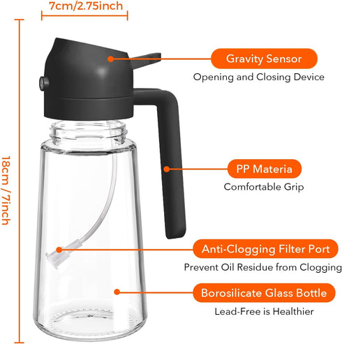 4Pcs 16oz/470ml Set 2Pcs YARRAMATE Glass Olive Oil Sprayer with Stickers, Kitchen Gadgets, Including Non-Slip Bottle
