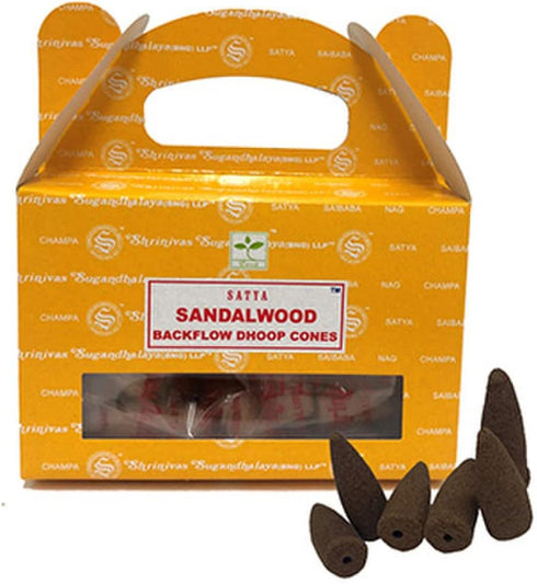 6pc Display - Satya Backflow Cones, 24pc Box/Sandalwood