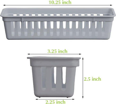 Domensi 12 Pack Slim Plastic Storage Baskets Tray for Organizing 10.25 x 3.25 x 2.5 Inch Small Classroom Storage Bins Stackable Drawer Pencil Trays Holder for Desk Garage School Containers(Gray) by Domensi