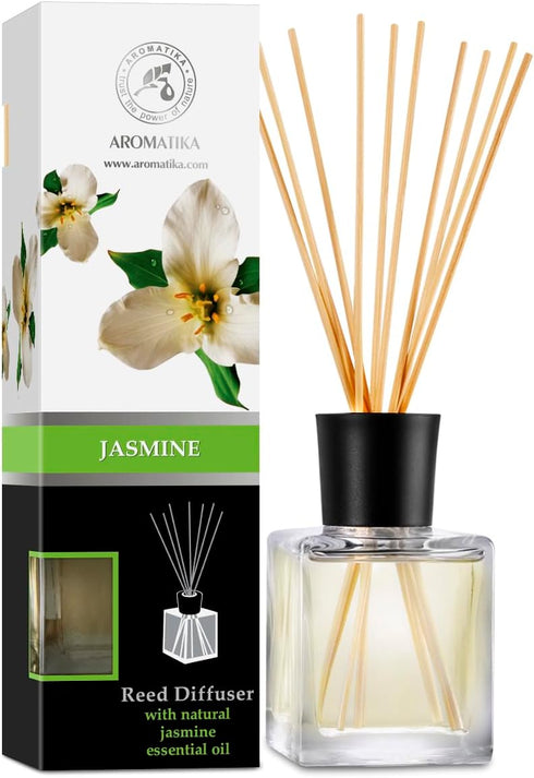 Jasmine Reed Diffuser with Natural Essential Jasmine Oil - 6.8 Fl Oz, Long Lasting Fragrance Gift Set