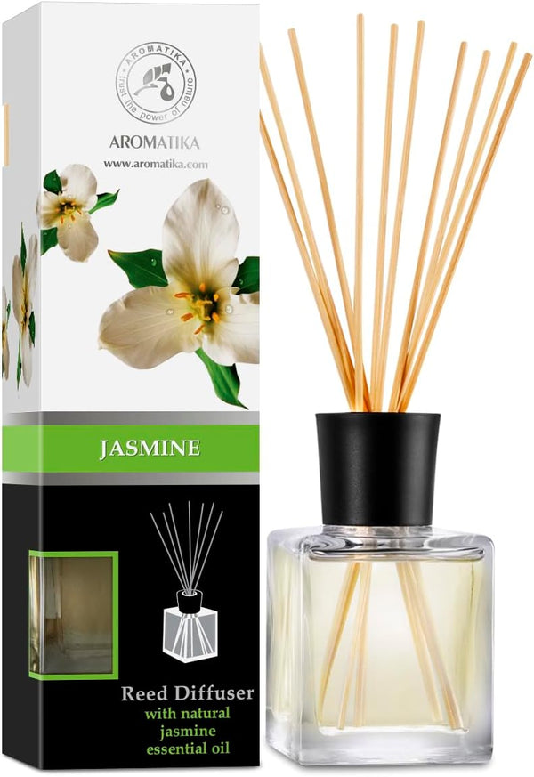 Jasmine Reed Diffuser with Natural Essential Jasmine Oil - 6.8 Fl Oz, Long Lasting Fragrance Gift Set