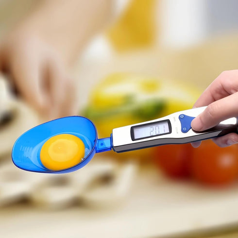 Yoidesu Digital Kitchen Scale, Electronic Gram Measuring Spoon, 500g/0.1g Blue Cute Weight Scale Spoon