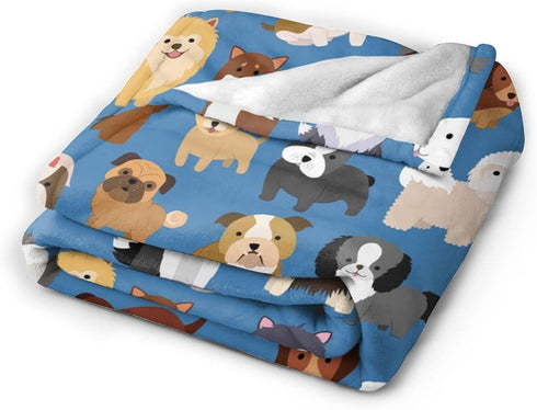 Perinsto 80"X60" Cute Puppy Dogs Animal Throw Blanket Ultra Soft Warm All Season Decorative Fleece Blankets for Bed
