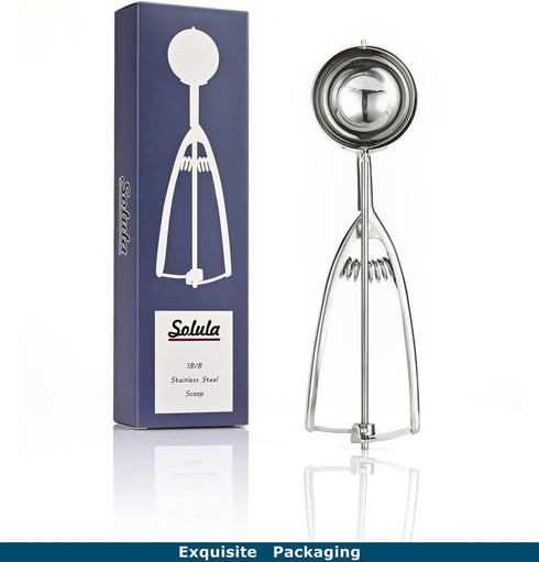 Solula 18/8 4 Stainless Steel Large Ice Cream Scoop Disher Melon Baller Tablespoon