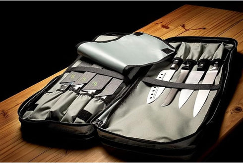 EVERPRIDE Chef Knife Bag Holds 20 Knives with Large Zippered Compartment for Kitchen Tools