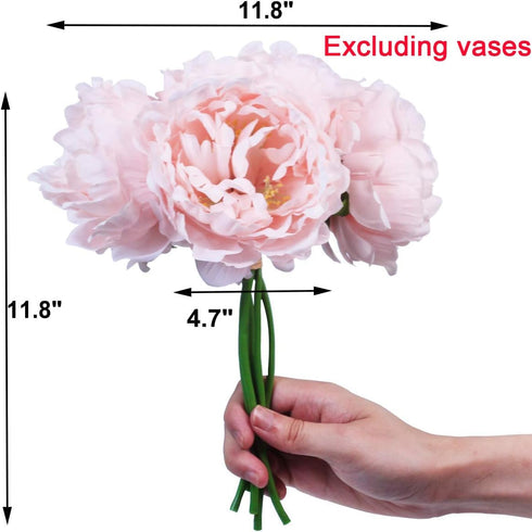 Tinsow Artificial Peony, 5 Pcs Faux Peonies with Stems for Home and Wedding Decoration