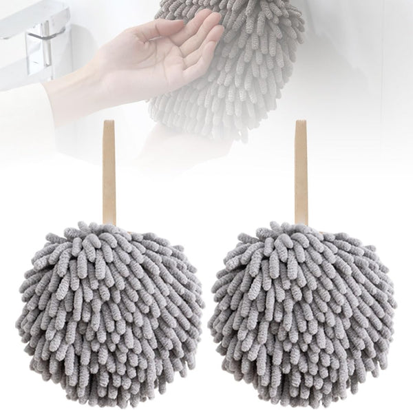 ROWPOZ Absorbent Hanging Hand Towel Ball for Kitchen & Bathroom, 2PCS Chenille