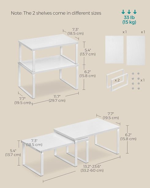 Set 4 Counter UKCS027W01 SONGMICS Cabinet Organizer Shelf, of Kitchen Shelves, Kitchen Storage, Spice Rack, Stackable
