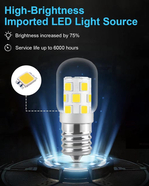 LED Microwave Light Bulb Under Hood 40W Equivalent, 125V E17 Base for Whirlpool, 2 Packs
