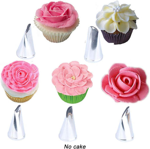 BeeSpring Rose Petal Nozzles - DIY Stainless Steel Icing Piping Tips for Cake Decoration, Ideal Pastry Tools Kit