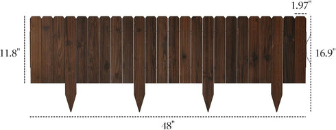 Wood Garden Edging Border Wooden Garden Fence No Dig Landscape Edging Lawn Fence Border Decorative Flower Bed Border Courtyards Planting Tree Fence Yard Patio Path Edging -11.8" H x 48" L (1PACK)