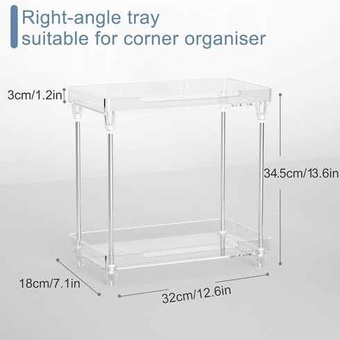 Bathroom Organizer Countertop for Makeup Cosmetic Perfume Skincare Bathroom Supplies and More, Multi-Functional Acrylic 2-Tier Vanity Tray Corner Shelf in Dresser and More by YIEZI
