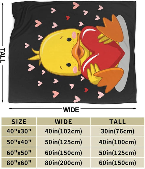 Perinsto 60"X50" Cute Duck with Heart Throw Blanket Ultra Soft Warm All Season Decorative Fleece Blankets for Bed Chair