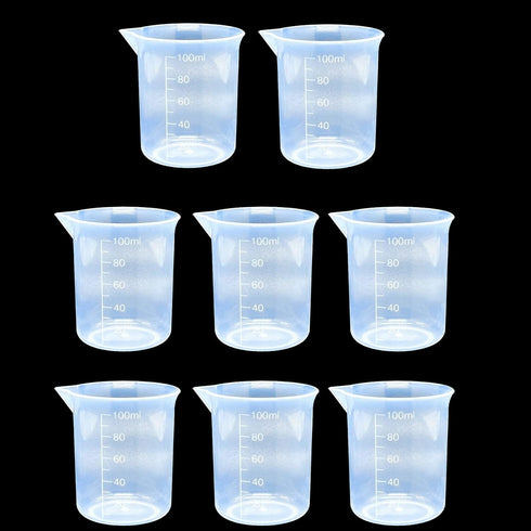 8 Pcs Epoxy Mixing Cups, 100ml/3.4oz Clear Plastic Graduated Cups for Mixing Paint, Stain, Epoxy, Resin