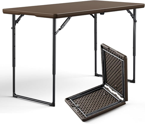 Folding Table 48" x 24" - Heavy Duty Fold-in-Half Plastic Table with