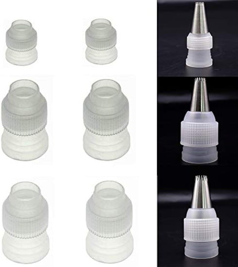 6 Pack Piping Nozzles Coupler, Cake Decorating Tools, 3 Size Couplers for Icing Nozzles
