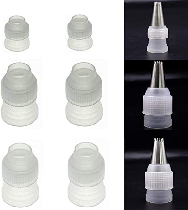 6 Pack Piping Nozzles Coupler, Cake Decorating Tools, 3 Size Couplers for Icing Nozzles