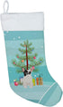 Caroline's Treasures CK3500CS Black and White French Bulldog Christmas Tree Stocking, Teal Hanging Decor