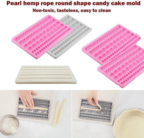 3D Pearl Knit Rope Silicone Mold for Fondant, Cake Border Decorating Molds, DIY Baking Tools