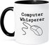 3dRose "Computer Whisperer, Black" Mug, 11 oz, Black