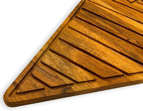 Acacia Wooden Christmas Cutting Board: 12.5"L x 10"W Tree Shaped Chopping Board with Handle & Slicey Grooves