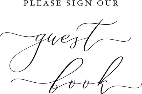 Please Sign Our Guestbook Sign for Wedding Ceremony - 8x10 White with Black Lettering on Thick Textured Cardstock