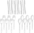 Plastic Serving Utensils, 9" Clear Disposable Utensils 18 Pack, Includes Serving Tongs, Spoons, and Forks